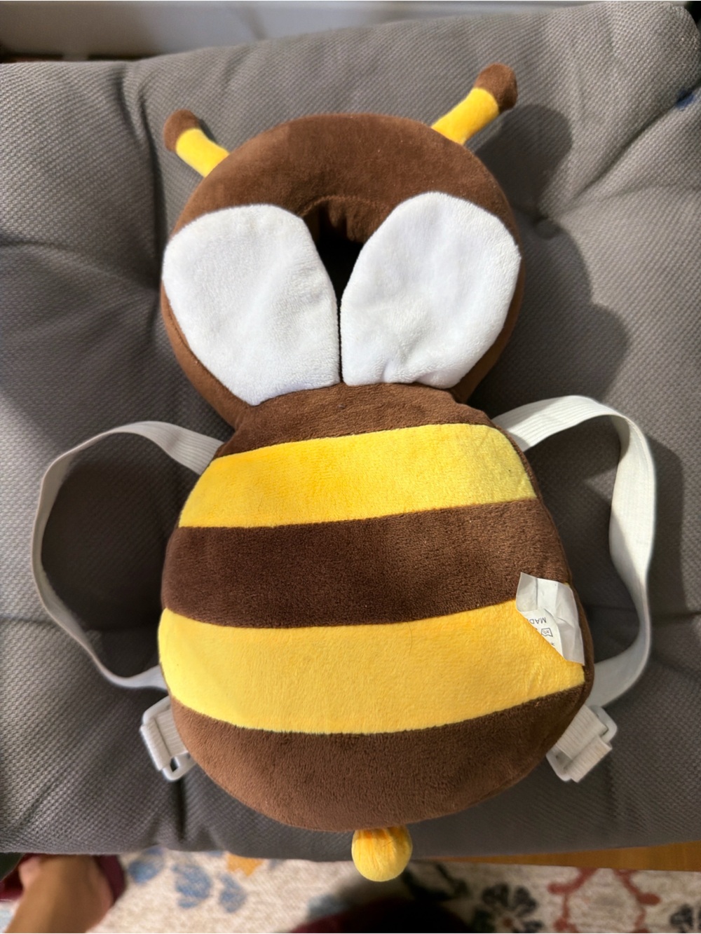 Plush Bee Safety Head Protector - Brown & Yellow